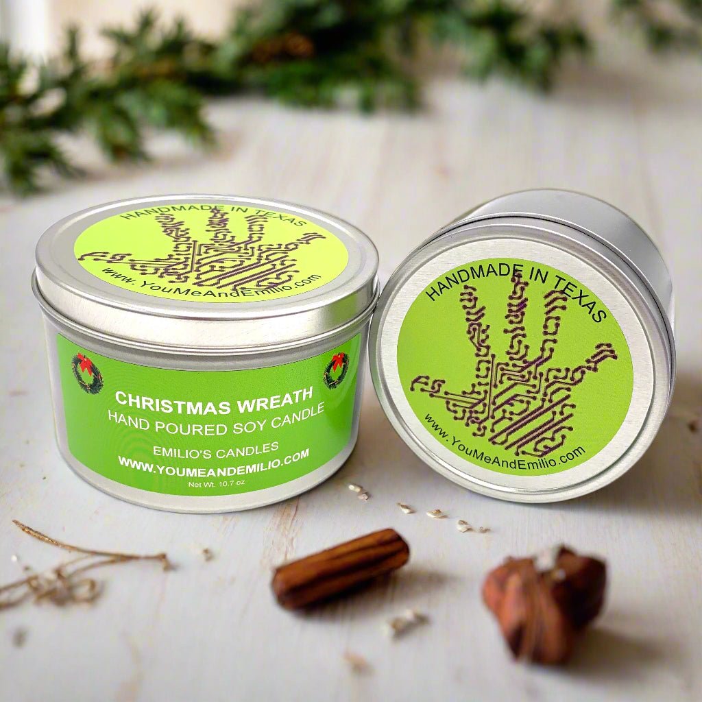 Christmas Wreath Soy Candle - You Me and Emilio