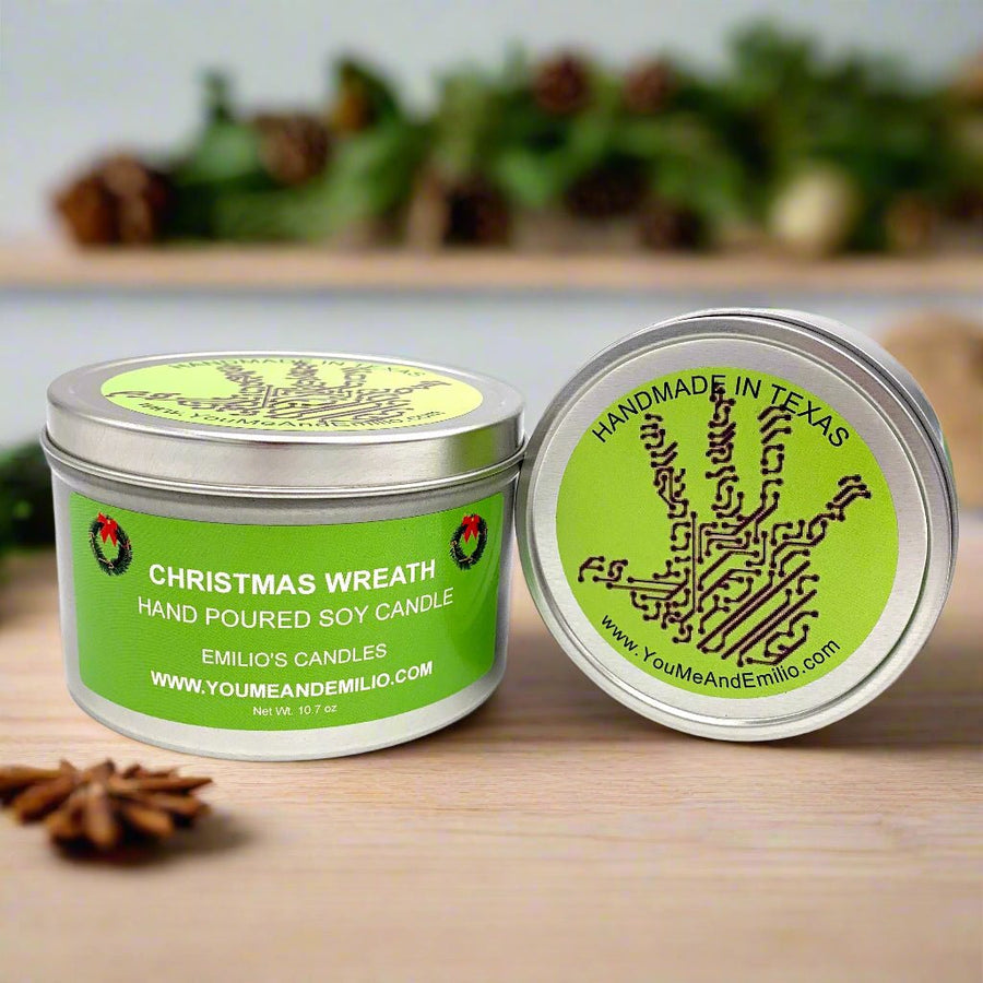 Christmas Wreath Soy Candle - You Me and Emilio