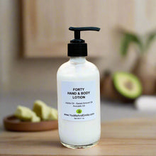 forty hand and body lotion made out of avocado, jojoba, and almond oils. 