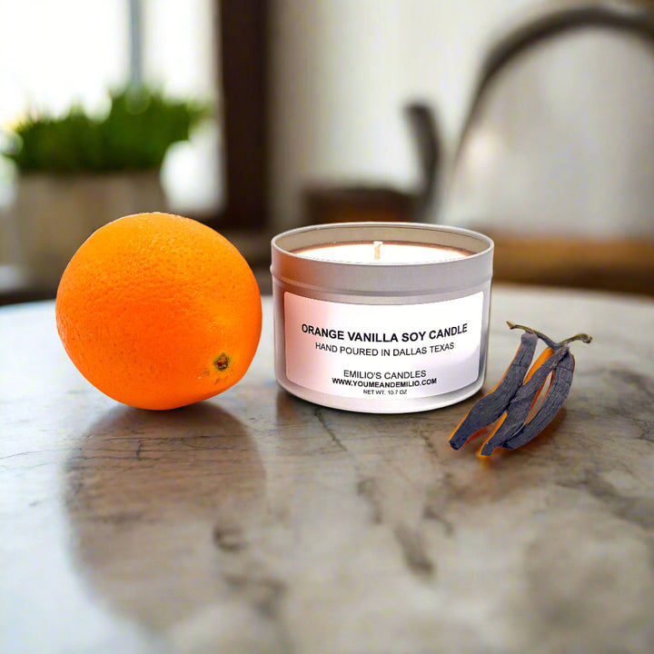 Handmade Orange Vanilla Soy Candle – Capture the nostalgic scent of an orange dreamsicle with our artisan-crafted soy wax candle.