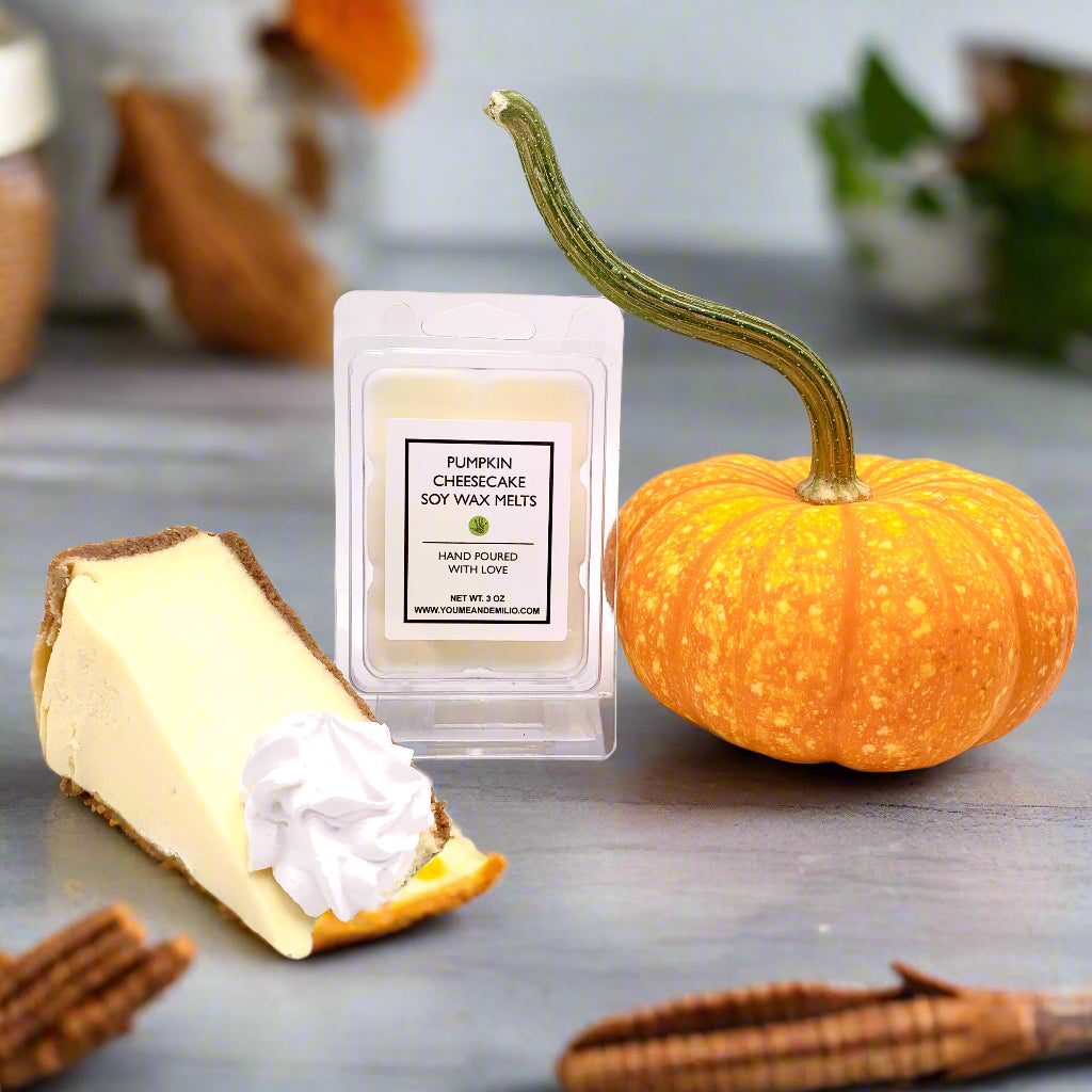 Our Pumpkin Cheesecake Soy Wax Melts offer the comforting and delicious scent of a freshly baked pumpkin cheesecake. The sweet and warm aroma is perfect for creating a cozy and inviting atmosphere, especially during the fall season. The scent captures the essence of this beloved dessert, making it a delightful treat for your senses.