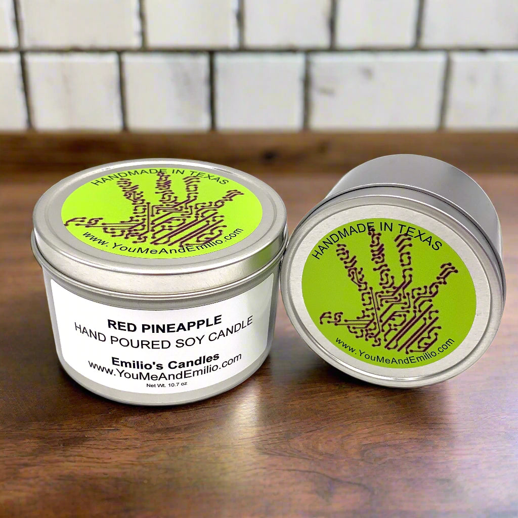 Red Pineapple Soy Candle – Upgraded Scent | Hand-Poured in Dallas, Texas

If you love Pina Coladas and getting caught in the rain, this fragrance is perfect for you! Introducing the upgraded scent of our Red Pineapple Soy Candle, a refreshing blend that will transport you to a tropical vacation every time you light it.

Featuring a delicious fusion of sweet pineapple juice, creamy coconut, and smooth rum, it evokes the carefree spirit of sunny days and beachside getaways. This candle fills your space with t