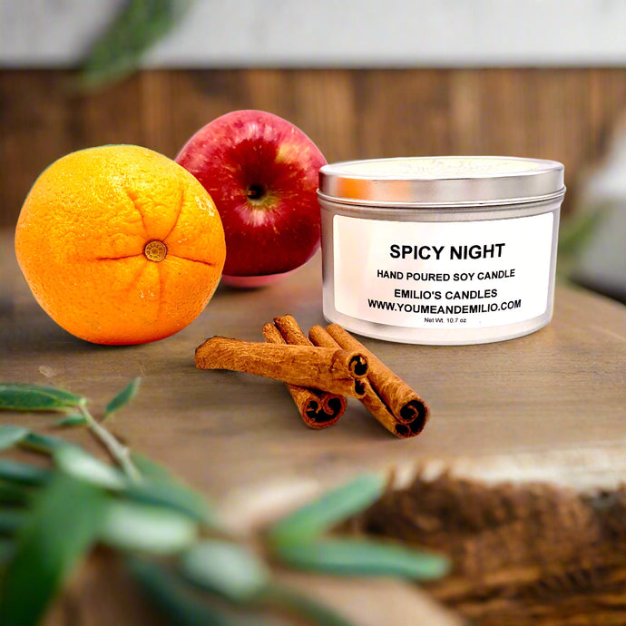 Spicy Night Soy Candle 

Our Spicy Night Soy Candle is a captivating fragrance that will transport you to a cozy winter evening filled with warmth and comfort. Immerse yourself in the aromatic spice notes of cinnamon and orange peel, coupled with the sweet essence of vanilla and baked apple. Underlying musky tones add a touch of complexity, creating a sensory experience that is both inviting and unforgettable.